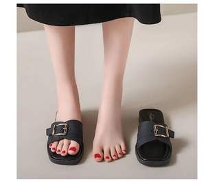 Sandali Estivi da Donna: Nuovi Modelli con Punta Quadrata e Aperta, <span class=keywords><strong>Scarpe</strong></span> da <span class=keywords><strong>Spiaggia</strong></span> Antiscivolo con Fibbia Quadrata, Stili Casual all'Ingrosso - Product Image 5