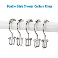 Luxe PVC métal résistant à la rouille rideau de douche crochets anneaux salle de bain cuisine Patio bureau noël maison accessoires pôles pistes
