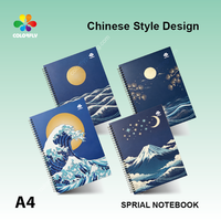 Cuaderno Espiral Doble con Tapa Dura A4 Personalizado al por Mayor, Diseño de Estilo Chino, Libro para Estudiantes