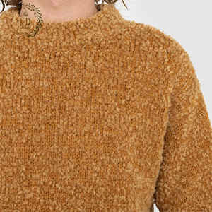 KD Fabricant de tricots personnalisé OEM ODM Designer Pull à manches longues et col rond Pull à boucle en fil tricoté en laine mélangée pour hommes - Product Image 4