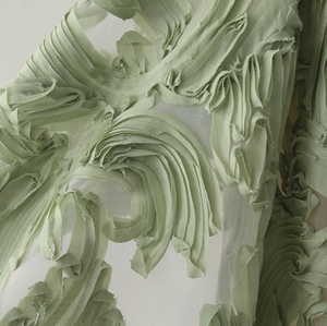 Tessuto Jacquard Broccato Floreale con Texture a Foglie Grandi, Ricamo in <span class=keywords><strong>Organza</strong></span> alla Moda per Abiti da Ragazza - Product Image 1