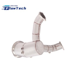 Downpipe haute performance FlowTech SS304 avec bouclier thermique pour Audi S4 S5 B9 B9.5 3.0T EA839 – 200 cellules, sport, fixation directe - Product Image 5