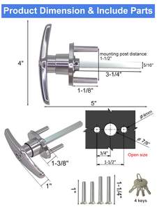 Verrouillage automatique à poignée en T de porte de garage sectionnelle argentée de 104mm pour porte de garage - Product Image 3
