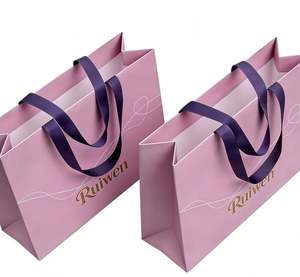 Sacs en papier épais personnalisés avec logo pour magasins de vêtements et de chaussures, emballages de luxe avec poignées, vente en gros directe usine - Product Image 4