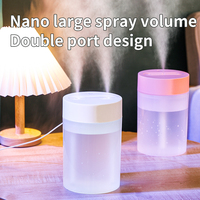 Humidificateur ultrasonique USB grande capacité 1600 ml, double buse de pulvérisation, autonomie 12h, veilleuse 7 couleurs, diffuseur d'arômes pour chambre et bébé
