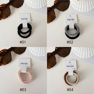 Lot de 2 élastiques à cheveux noirs simples et très extensibles pour femmes, accessoires de mode, vente en gros - Product Image 5