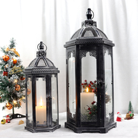 Lanterne à bougie grise rétro personnalisable Lanterne de Noël métallique décorative intérieure et extérieure Lanterne marocaine coupe-vent