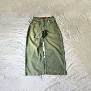 مخصص بالجملة للرجال والنساء خمر حمض التخليل مستقيم الساق فضفاض الجينز منتصف الخصر الشارع نمط أزياء الورك الصيف - Product Image 3