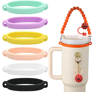 Factory Wholesale Eco-Friendly Reusable for Cup <b>Silicone</b> Sleeve Handle Strap Portable Cup Holder Grip Tumblers Bottles - Product Image 1