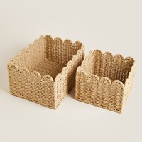 Cesta Colgante de Papel Trenzado de Alta Calidad, Cesta de Almacenamiento Tejida con Encaje para Decoración del Hogar y Organización de Oficina