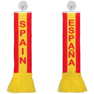 Дешевое украшение для всех стран, национальной России, Испания, трикотажный полиэстер, Вымпел, зеркало на присоске, автомобильный мини-шарф - Product Image 1