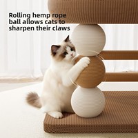 Arbre à chat à 2 niveaux de haute qualité avec nid ovale spacieux, échelle en sisal et poteau à gratter en sisal pour familles multi-chats d'intérieur