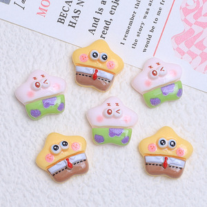 Mini stella marina rosa Kawaii spugna gialla cartone animato resina Nail Art fai da te decorazione Clip per capelli - Product Image 4