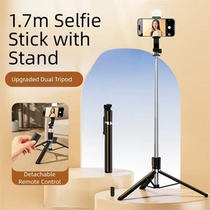 R1S-L Selfie Stick <b>Tripod</b> With LED Fill Light 170cm Extendable Floor Stand Detachable Wireless Remote Shutter Phone Mount - Product Image 5