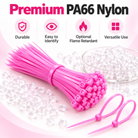 Attaches zippées en plastique rose UL94V-2 ignifuges 200-300 mm, multi-usages, pour identification industrielle et gestion des câbles, autobloquantes