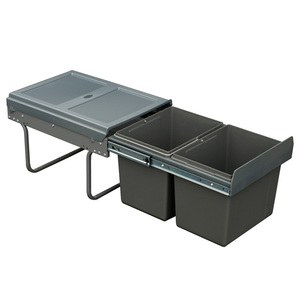 <span class=keywords><strong>Poubelle</strong></span> extractible professionnelle pour armoire de cuisine, rangement extractible <span class=keywords><strong>sous</strong></span> l'<span class=keywords><strong>évier</strong></span>, 2 x 15 L, gris foncé, blanc - Product Image 2