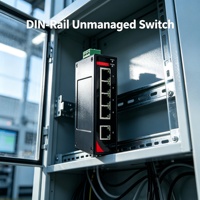 Switch réseau industriel non géré à montage DIN, 8 ports 10/100/1000 Mbps, 2 ports fibre optique en option, Plug & Play, alimentation CC redondante, IP40, PoE