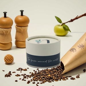 Biodegradable Customized Logo Food Grade Cardboard Case Custom Small <b>Paper</b> Cylinder Tea <b>Leaves</b> Tin with Aluminum Lid - Product Image 1