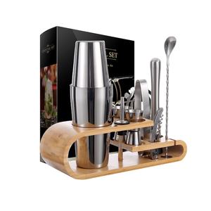 Ensemble de shaker à <span class=keywords><strong>mojito</strong></span> en acier inoxydable 04 avec support en bambou pour boisson mixte, ensemble de shaker à <span class=keywords><strong>cocktail</strong></span> en bois, <span class=keywords><strong>kit</strong></span> d'outils de bar en acier inoxydable - Product Image 3