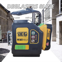 Niveaux laser industriels DEGLASERS 8 lignes, 4 vertes, 4 rouges, lignes verticales, 360° pendule, auto-nivelant, batterie au lithium rechargeable, bricolage