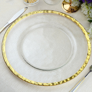 Assiettes <span class=keywords><strong>de</strong></span> présentation en <span class=keywords><strong>verre</strong></span> à bord doré, transparentes, pour la restauration, les fêtes, les banquets à domicile, les réunions, la <span class=keywords><strong>cuisine</strong></span>, vente en gros - Product Image 1