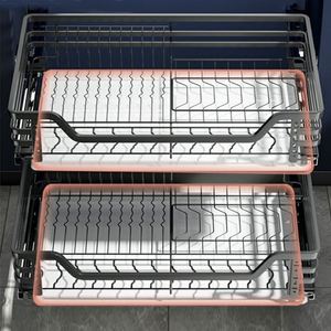 Accessoire de cuisine : Panier coulissant en fil métallique pour rangement domestique, séchoir à vaisselle et articles divers, avec glissières - Product Image 4