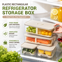 Conteneur de stockage rectangulaire pour réfrigérateur, qualité alimentaire, en plastique, grand format, avec couvercle hermétique, boîte de conservation des aliments frais, congélation