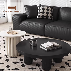 BLAINE Modernes cremeweißes gewelltes wolken förmiges Couchtisch-<span class=keywords><strong>Set</strong></span> für Home Office Farm house Woven Wood Marble Fiberglas-Tisch - Product Image 4