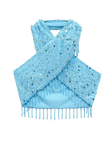 Completo Estivo Sexy da <span class=keywords><strong>Donna</strong></span>: Top Corto con Perle e Paillettes e Gonna Sopra il Ginocchio, Traspirante e Intrecciato, Ideale per Feste - Product Image 4