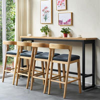 Tabouret de bar haut avec dossier en cuir PU de luxe moderne et bois de frêne pour bar à thé Boba, bar à domicile et salle à manger