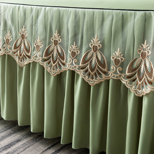 High Quality European Style Luxury Cotton Silky Bedspread Queen <b>Bed</b> Skirt <b>Bed</b> Sheets Set with Pleats Skirt - Product Image 2