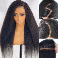 Perruque Cheveux Naturels Afro Kinky Raides 4C à Bords Bouclés, Sans Colle, Full HD, Perruque Lace Front 13x6 Transparente, Cheveux Bruts Indiens
