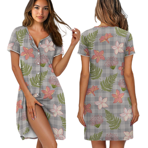 <span class=keywords><strong>Camicia</strong></span> <span class=keywords><strong>da</strong></span> <span class=keywords><strong>Notte</strong></span> Personalizzata <span class=keywords><strong>con</strong></span> Motivo Floreale Hawaiano, Super Morbida e alla Moda, <span class=keywords><strong>Manica</strong></span> <span class=keywords><strong>Corta</strong></span>, Collo Tondo, <span class=keywords><strong>Bottoni</strong></span>, Stampa su Richiesta - Product Image 1