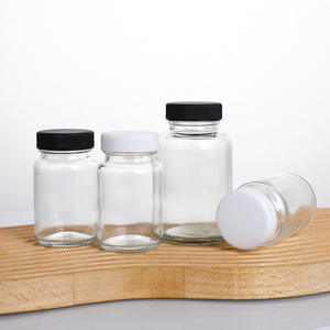 Muestra Gratuita de Frasco de Vidrio Transparente de Boca Ancha con Tapa de Plástico <span class=keywords><strong>para</strong></span> Pastillas, Cápsulas, Tabletas Farmacéuticas, Envase de Medicamentos - Product Image 1