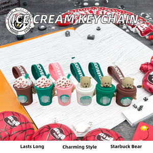 LLavero de oso de dibujos animados lindo Oso de goma de PVC 3D con aleación de Starbuck impresión en offset elegante llavero de <span class=keywords><strong>helado</strong></span> encanto - Product Image 2