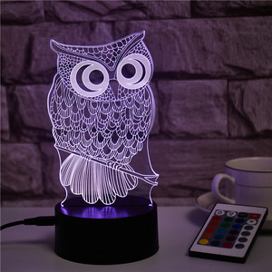 Personalizar led de luz de la noche en forma de búho 3d ilusión veilleuse lámpara decoración dormitorio bebé luz amante de juguete de regalo para los niños - Product Image 2