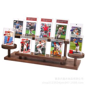 Wooden Trading Card Display Rack 4 Tier <b>Large</b> Capacity Desktop Stand For Collectibles And Photo Showcases - Product Image 4
