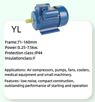 Moteur électrique domestique YL 0,25 kW-7,5 kW, 2/4/6/8 pôles, à induction, à double condensateur, monophasé, asynchrone