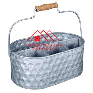 Galvanized Metal Handmade Caddy Storage <b>Utensil</b> Caddy Modern Multiple Compartment Iron Metal Caddy <b>Holder</b> <b>Kitchen</b> - Product Image 2