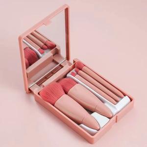 Estuche para espejo Espejo portátil de viaje Cepillo para polvos sueltos Rubor Sombra de ojos Cepillo Juego de pinceles de maquillaje - Product Image 2