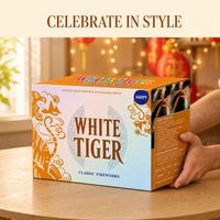 Boîte d'emballage en carton personnalisée pour feux d'artifice, motif Tigre Blanc, avec logo, pour présentation de feux d'artifice classiques, vente en gros
