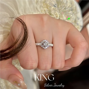 King Silver Jewelry Flower Diamond <b>Ring</b> S925 Sterling Silver Women's Engagement <b>Fine</b> <b>Ring</b> - Product Image 4