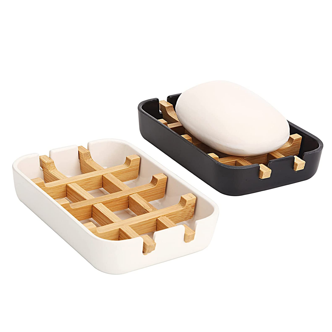 Eco Friendly biodegradabile bianco nero auto drenante cucina bagno amido di mais in fibra di legno di bambù portasapone