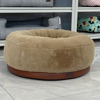 Lit pour animaux de compagnie ETRIP PET, luxueux, doux, moelleux, chaud, en peluche kaki, nid pour chien, lit rond en forme de beignet pour chat et chien, hiver