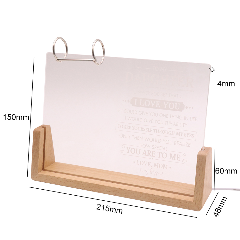 Base de hêtre + acrylique blanc + anneau de fermoir en métal