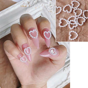 Gros 50 pcs/sac Corée Creux Coeur Perle Designer Nail Charms 11mm Bijoux Décorations Gradué Couleur pour Ongles Conception - Product Image 2