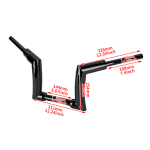 Guidon de moto Ape Hanger Z Bar 10 pouces en fer noir brillant pour Harley Sportster XL 88-22 <span class=keywords><strong>Dyna</strong></span> 92-17 Softail 95-24 - Product Image 5