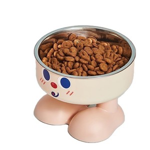 क्रॉस-बॉर्डर बड़ी आंख स्माइली कार्टून पालतू कटोरे उच्च-फुट गर्दन की सुरक्षा गैर-पर्ची विरोधी-ओवरटर्न टू-इन-वन डॉग कैट डिश आसान साफ - Product Image 6