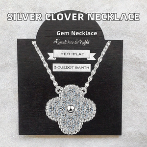 Collar de Trébol Pequeño al por Mayor para Mujer, Joyería de Moda de Gran Venta, Diamantes Completos, Plata 925, Cadenas Chapadas en Rodio Color D - Product Image 2