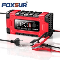 FOXSUR-Désulfateur de batterie 12V 10A/24V 5A à 7 niveaux, chargeur de plomb GEL STD AGM, chargeur de réparation d'impulsions de voiture et de moto